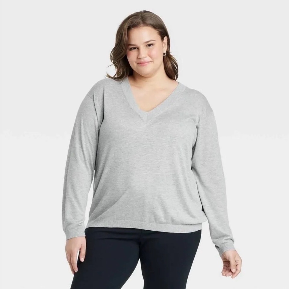 a new day Light Gray V-Neck Sweater